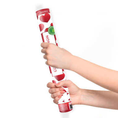 Canon à confettis coeur rouge 40 cm