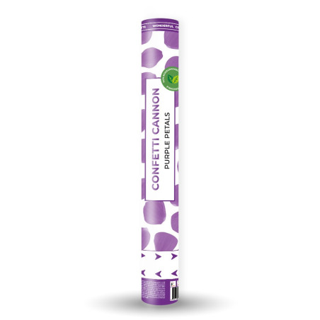 Canon à confettis violet de 40 cm pétale de fleur