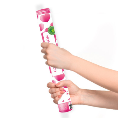 Canon à confettis coeurs roses