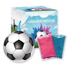 Ballon de foot poudre holi bleu et rose gender reveal