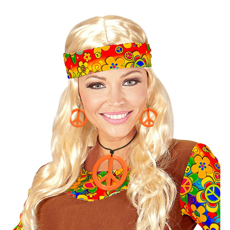 Collier & Boucles d'Oreilles orange Fluo Hippie