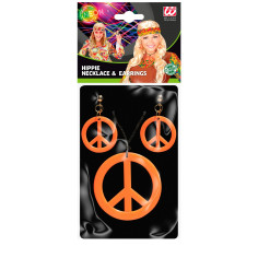 Collier & Boucles d'Oreilles orange Fluo Hippie 2