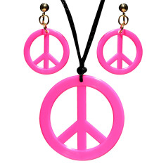 Collier & Boucles d'Oreilles Fluo Hippie rose