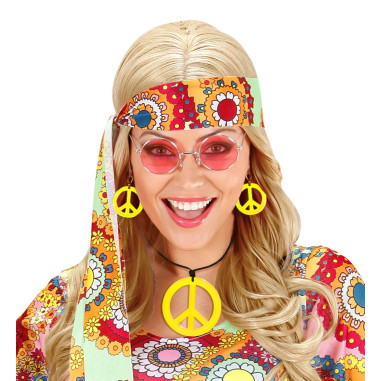 Collier & Boucles d'Oreilles jaune Fluo Hippie