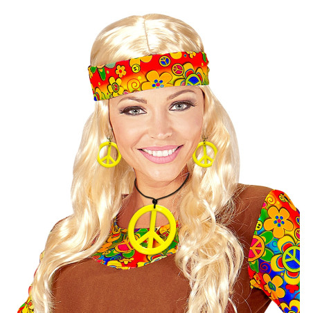 Collier & Boucles d'Oreilles jaune Fluo Hippie