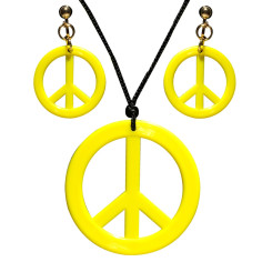 Collier & Boucles d'Oreilles Fluo Hippie jaune