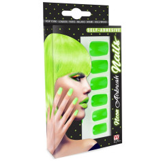 Faux-Ongles Fluorescents vert - Lot de 12