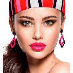Boucles d'Oreilles rose Fluo Losange 2