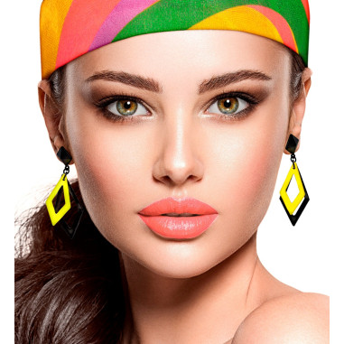 Boucles d'Oreilles jaune Fluo Losange