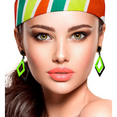 Boucles d'Oreilles vert Fluo Losange 2