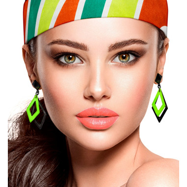 Boucles d'Oreilles vert Fluo Losange