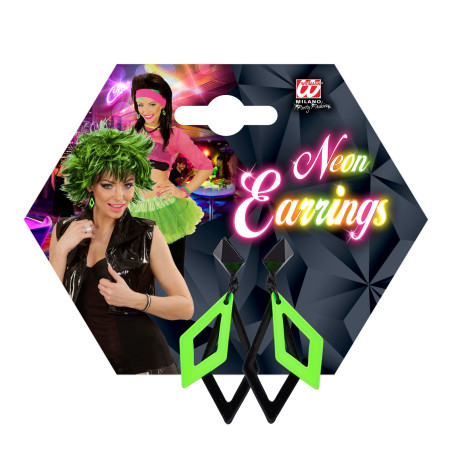 Boucles d'Oreilles vert Fluo Losange