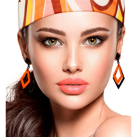 Boucles d'Oreilles orange Fluo Losange