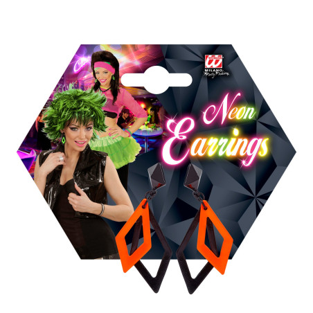 Boucles d'Oreilles orange Fluo Losange