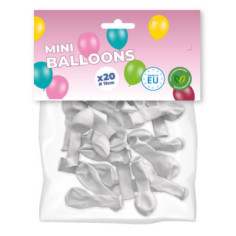 20 Mini-ballons Blanc classique 13 cm