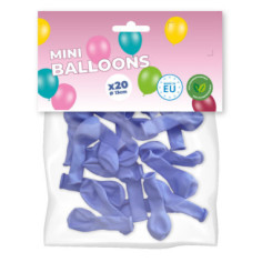 20 Mini-ballons Bleu foncé 13 cm