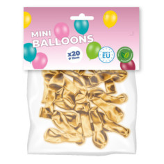 20 Mini-ballons Or 13 cm