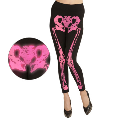 Legging squelette rose fluo