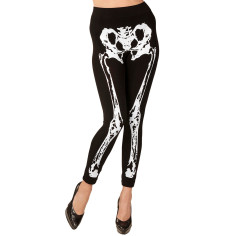 Legging squelette blanc fluo