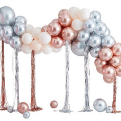 Arche de Ballons Argent et Rose Gold Métallisés