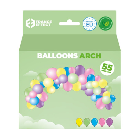Arche de 55 ballons pastel