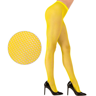 Collants fluo résille jaune