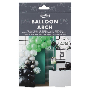 Arche de ballons noire, verte et grise