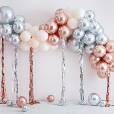 Kit arche de ballons rose gold et argentée
