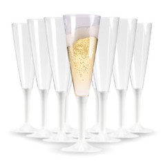 10 flûtes à champagne pied Blanc, réutilisable - 15 cl