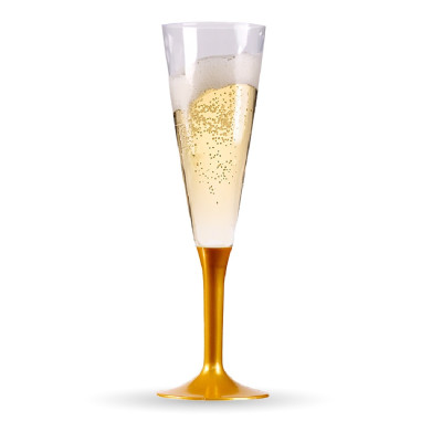 10 flûtes à champagne or pied doré,...