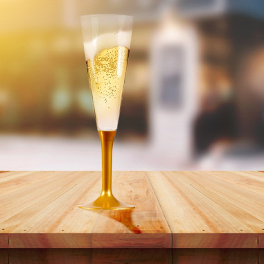 10 flûtes à champagne or pied doré,...