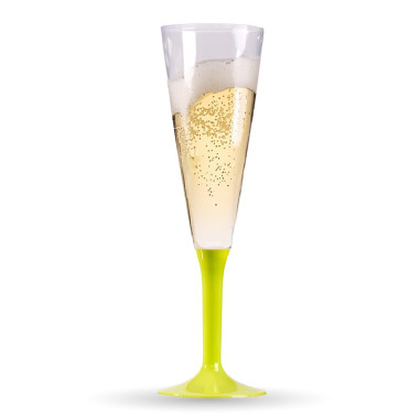 10 flûtes à champagne pied vert anis,...