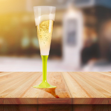 10 flûtes à champagne pied vert anis,...