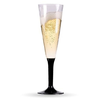 10 flûtes à champagne pied Noir,...