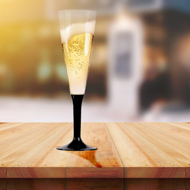 10 flûtes à champagne pied Noir,...