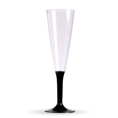 10 flûtes à champagne pied Noir,...