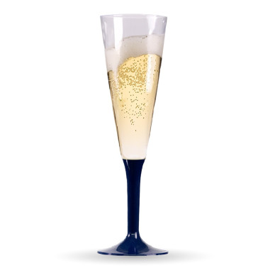 10 flûtes à champagne pied Bleu...