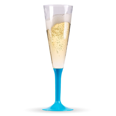 10 flûtes à champagne pied Bleu...