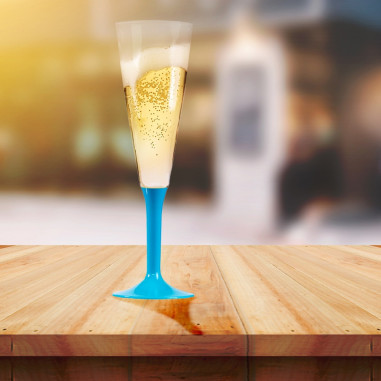 10 flûtes à champagne pied Bleu...