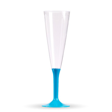 10 flûtes à champagne pied Bleu...