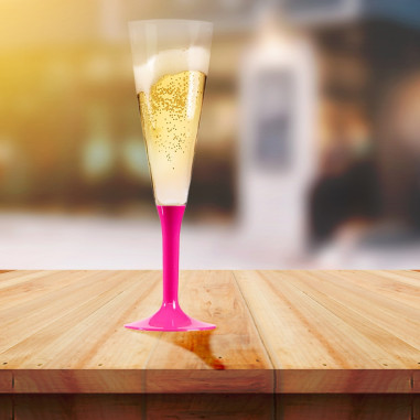 10 flûtes à champagne pied Rose,...