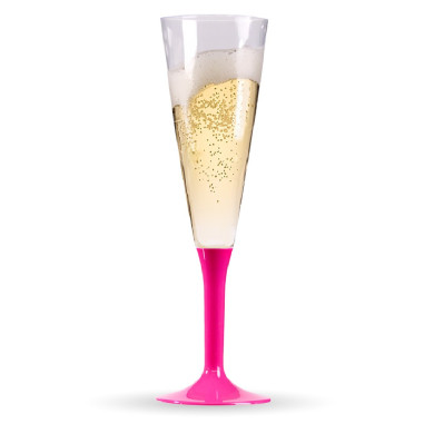 10 flûtes à champagne pied Rose,...