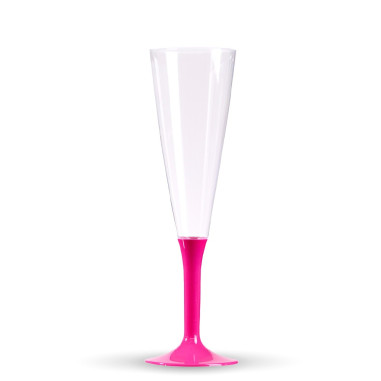 10 flûtes à champagne pied Rose,...
