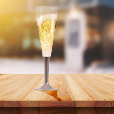 10 flûtes à champagne pied gris /...