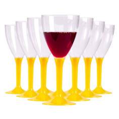 10 Verres à vin réutilisable - Pied Jaune - 16 cl