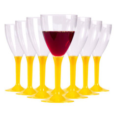 10 Verres à vin réutilisables jaunes