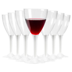 10 Verres à vin réutilisable - Pied Blanc - 16 cl