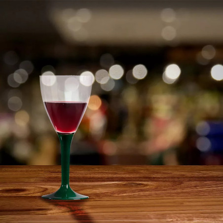 10 Verres à vin réutilisables vert foncé