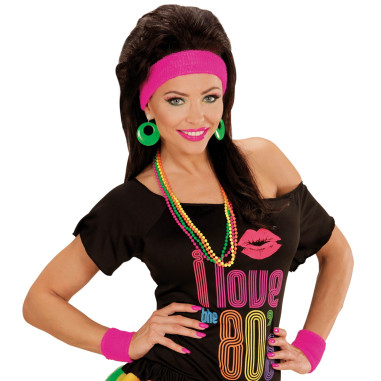 Set bandeau & poignets rose fluo adulte Set bandeau & poignets rose fluo adulte