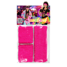 Set bandeau & poignets rose fluo 2